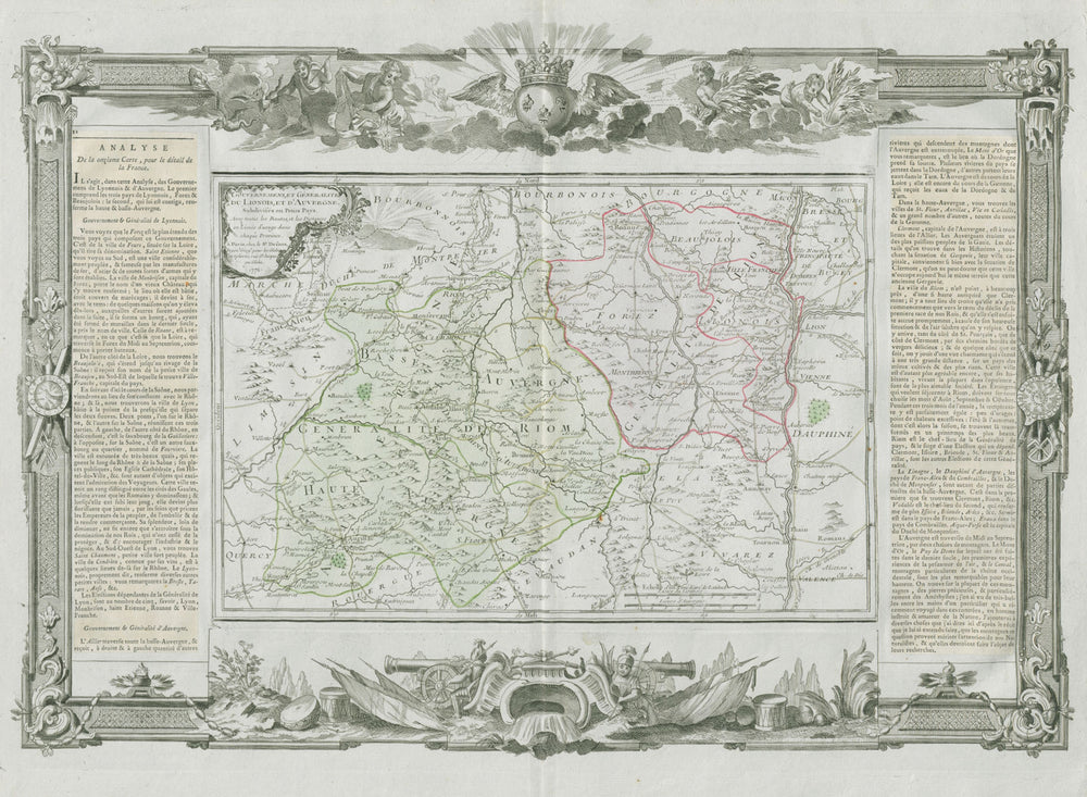 Gouvernemens et Généralites du Lionois et d'Auvergne. DESNOS/DE LA TOUR 1771 map