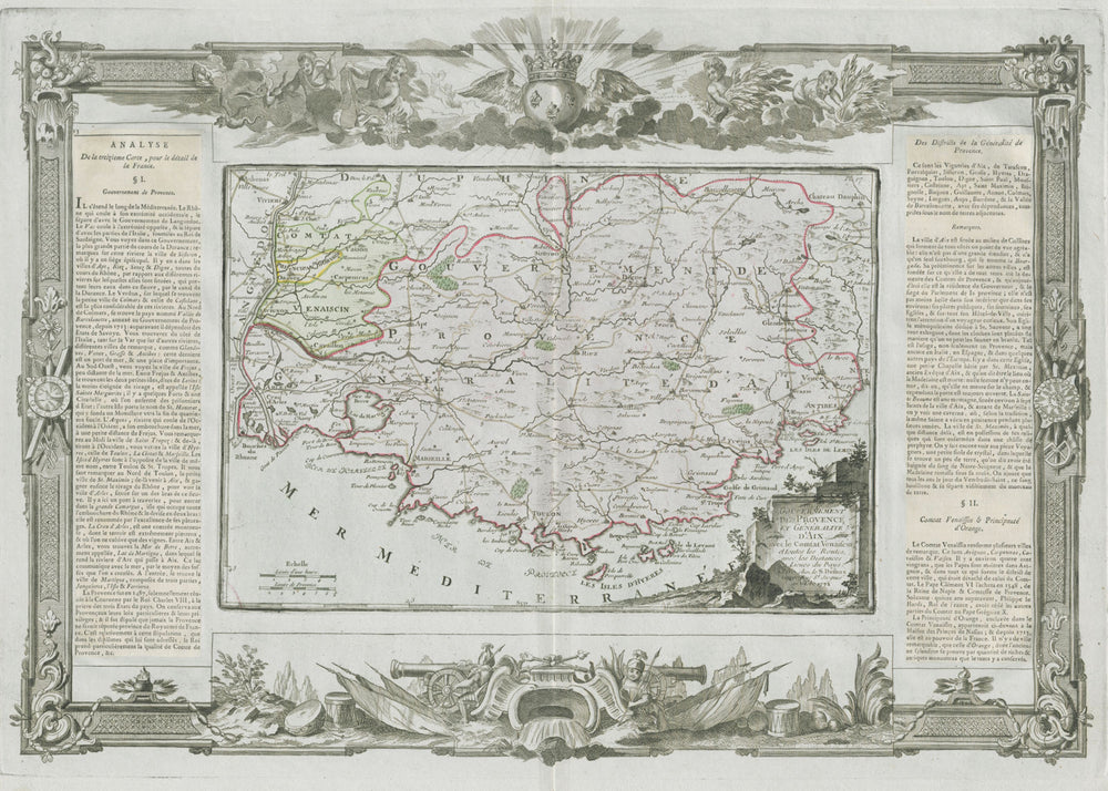 "Gouvernement de Provence et Généralite d'Aix". DESNOS/DE LA TOUR 1771 old map