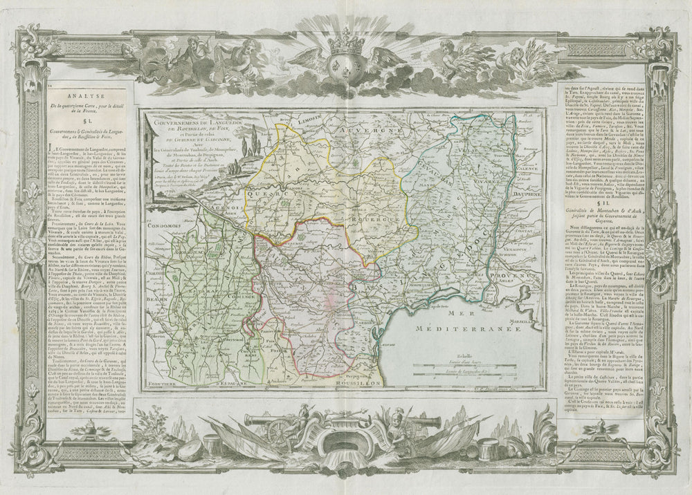 "Gouvernemens de Languedoc de Roussillon…" Occitanie. DESNOS/DE LA TOUR 1771 map