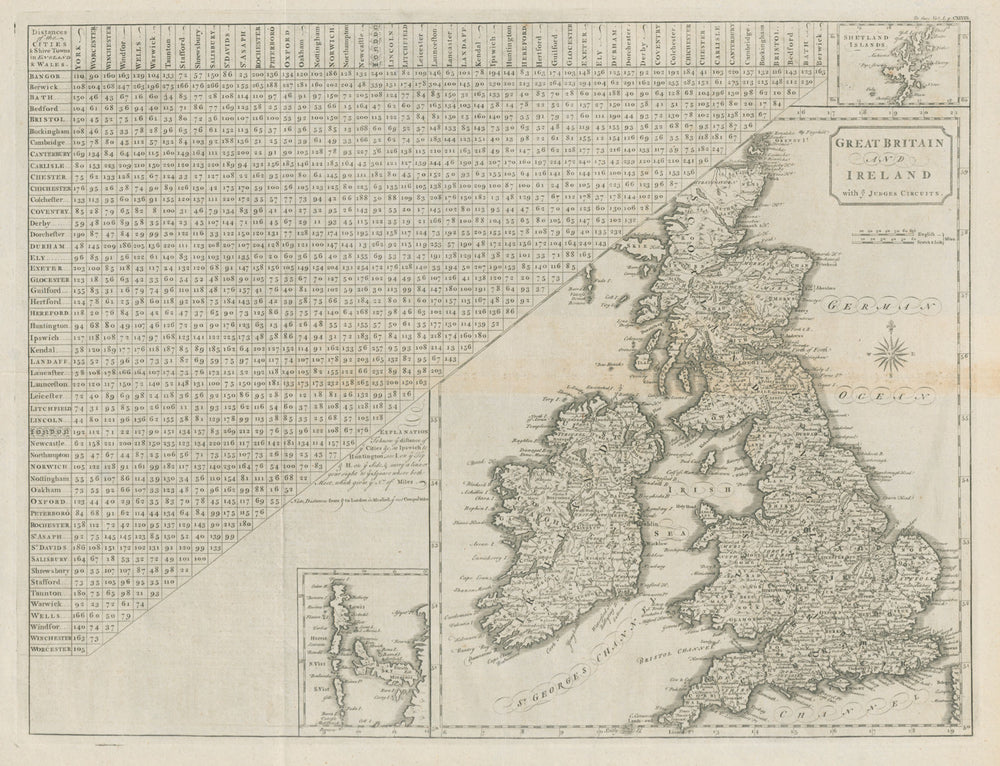 "Great Britain and Ireland with ye Judges circuits" by John CARY 1789 old map
