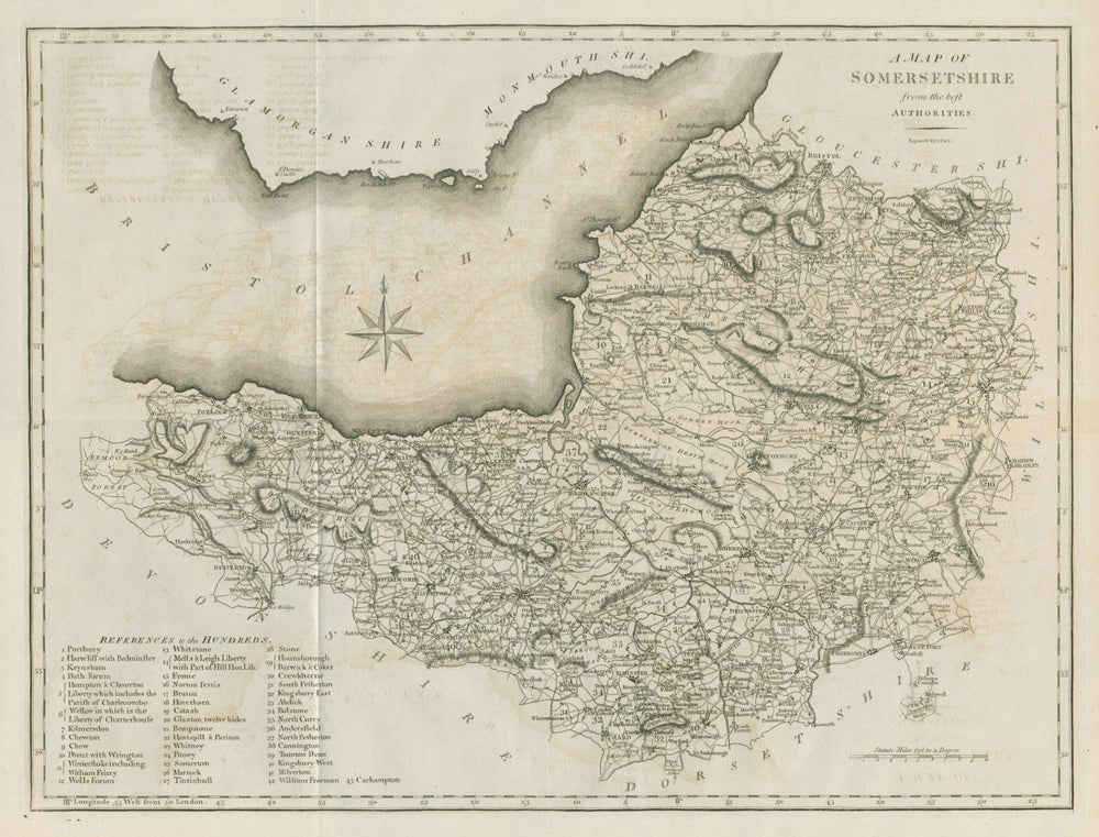 "A map of Somersetshire from the best authorities". County map. CARY 1789