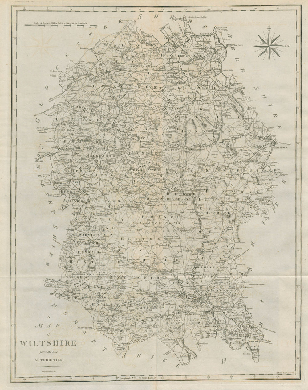 "A map of Wiltshire from the best authorities". County map. CARY 1789 old