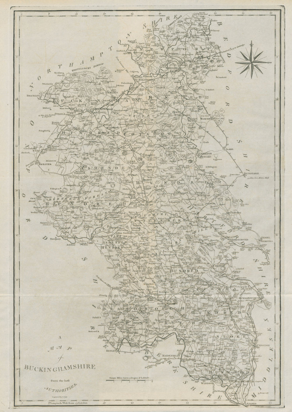 "A map of Buckinghamshire from the best authorities". County map. CARY 1789