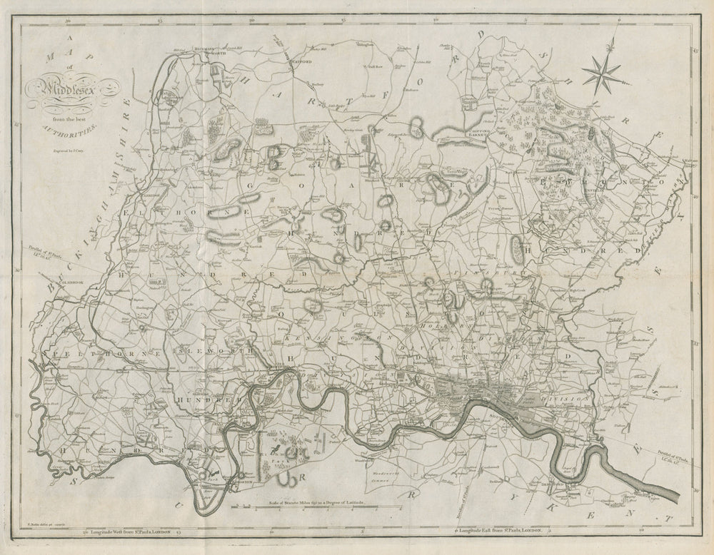 "A map of Middlesex from the best authorities". County map. CARY 1789 old