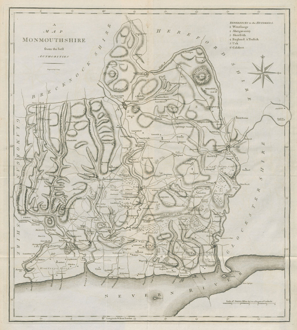 "A map of Monmouthshire from the best authorities". County map. CARY 1789