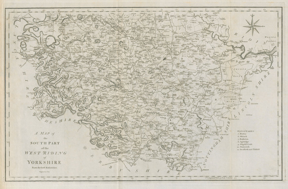 "A map of the South part of the West Riding of Yorkshire…" by John CARY 1789