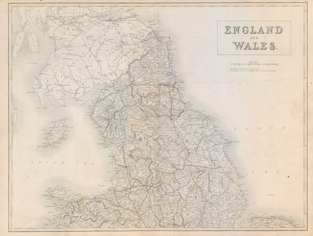 England and Wales. North sheet. Railways. SIDNEY HALL c1845 old antique map