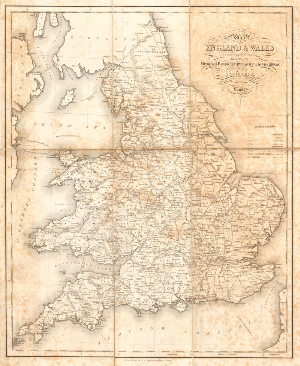 "Map of England & Wales divided into Counties" Starling, Creighton & Lewis c1840