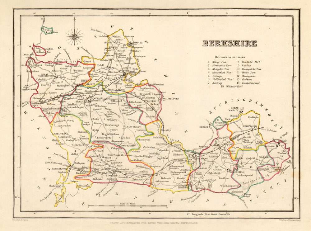 Antique county map of BERKSHIRE by Creighton & Starling for Lewis c1840