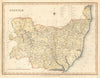 Antique county map of SUFFOLK by Creighton & Starling for Lewis c1840 old