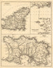 Guernsey & Jersey. Shows St Helier abandoned harbour project. WYMAN c1872 map