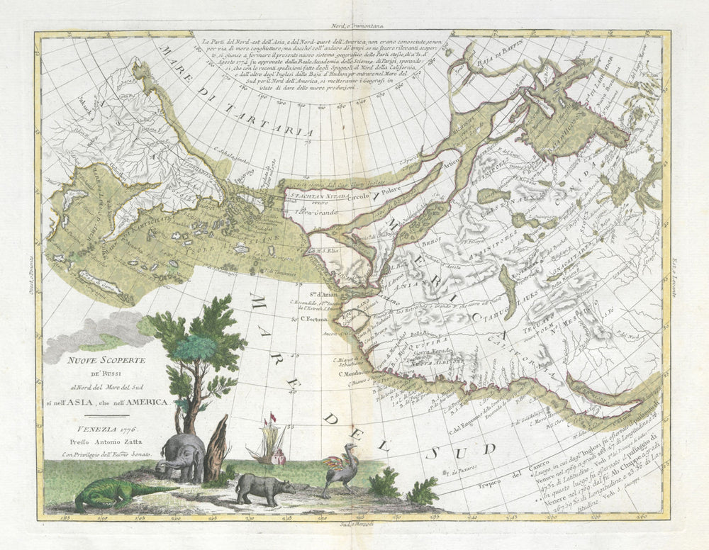 "Nuove scoperte de'Russi al nord del Mare del Sud…" North Pacific ZATTA 1779 map