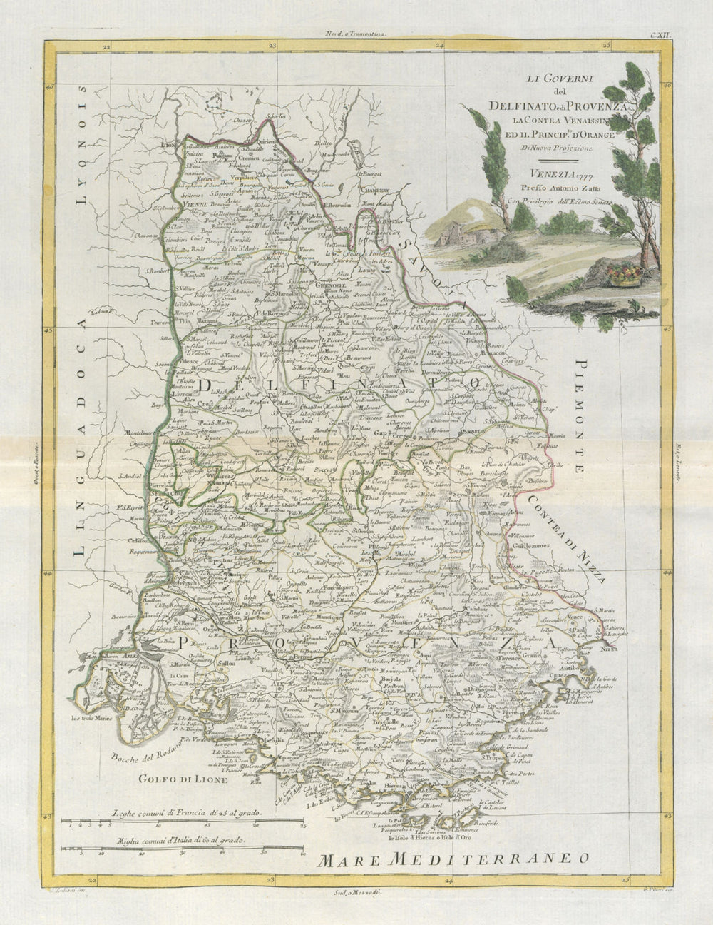 "Li Governi del Delfinato edi Provenza…" Dauphiné & Provence. ZATTA 1779 map