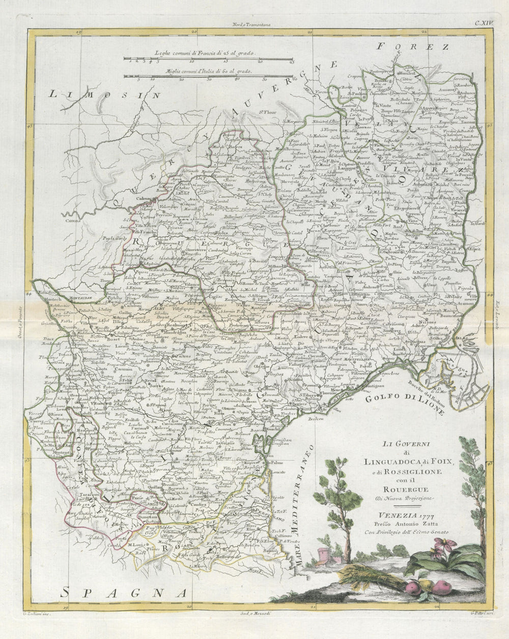 "Li Governi di Linguadoca… di Rossiglione…" Languedoc Roussillon. ZATTA 1779 map