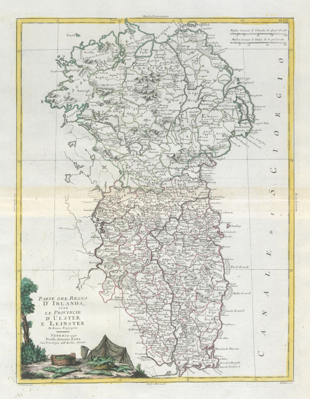 "Parte del Regno d'Irlanda… Ulster e Leinster". Eastern Ireland. ZATTA 1779 map