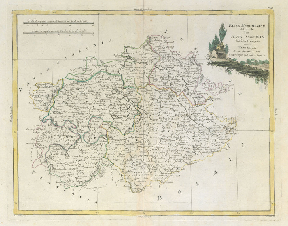 "Parte Meridionale del Circolo dell' Alta Sassonia". Thuringia. ZATTA 1783 map