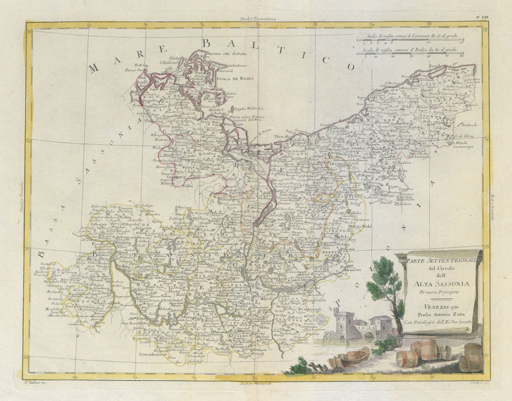 "Parte Settentrionale del… Alta Sassonia". Brandenburg Pomerania. ZATTA 1783 map