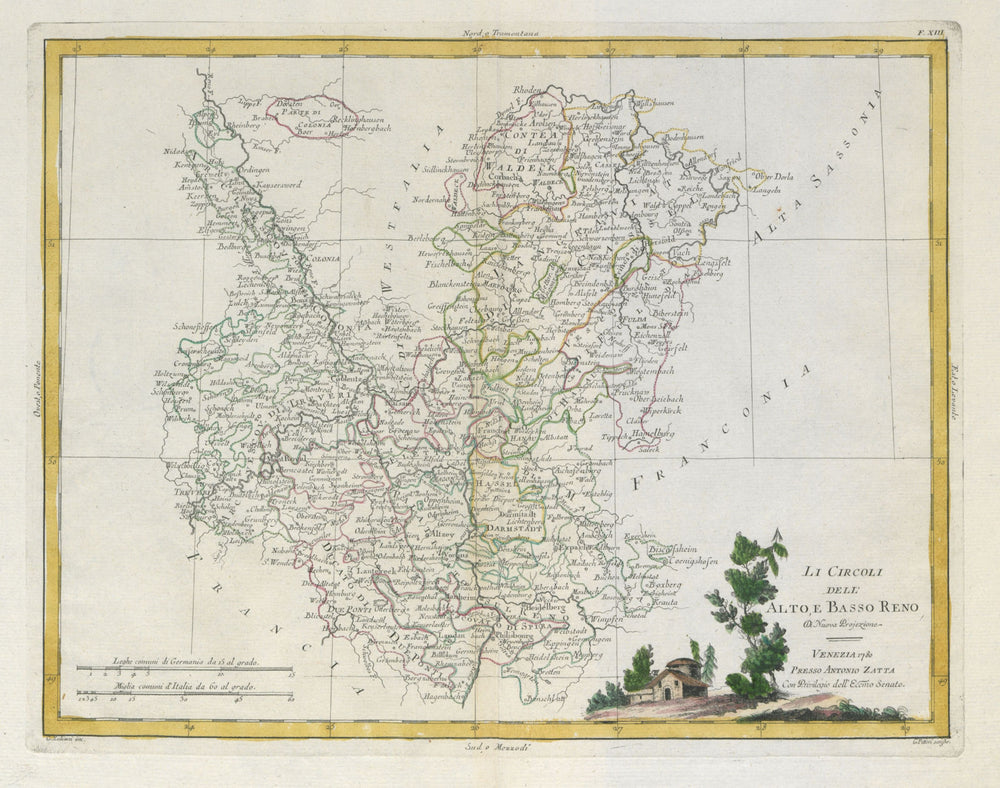 "Li Circoli dell' Alto, e Basso Reno" Western Germany. Rheinland. ZATTA 1783 map