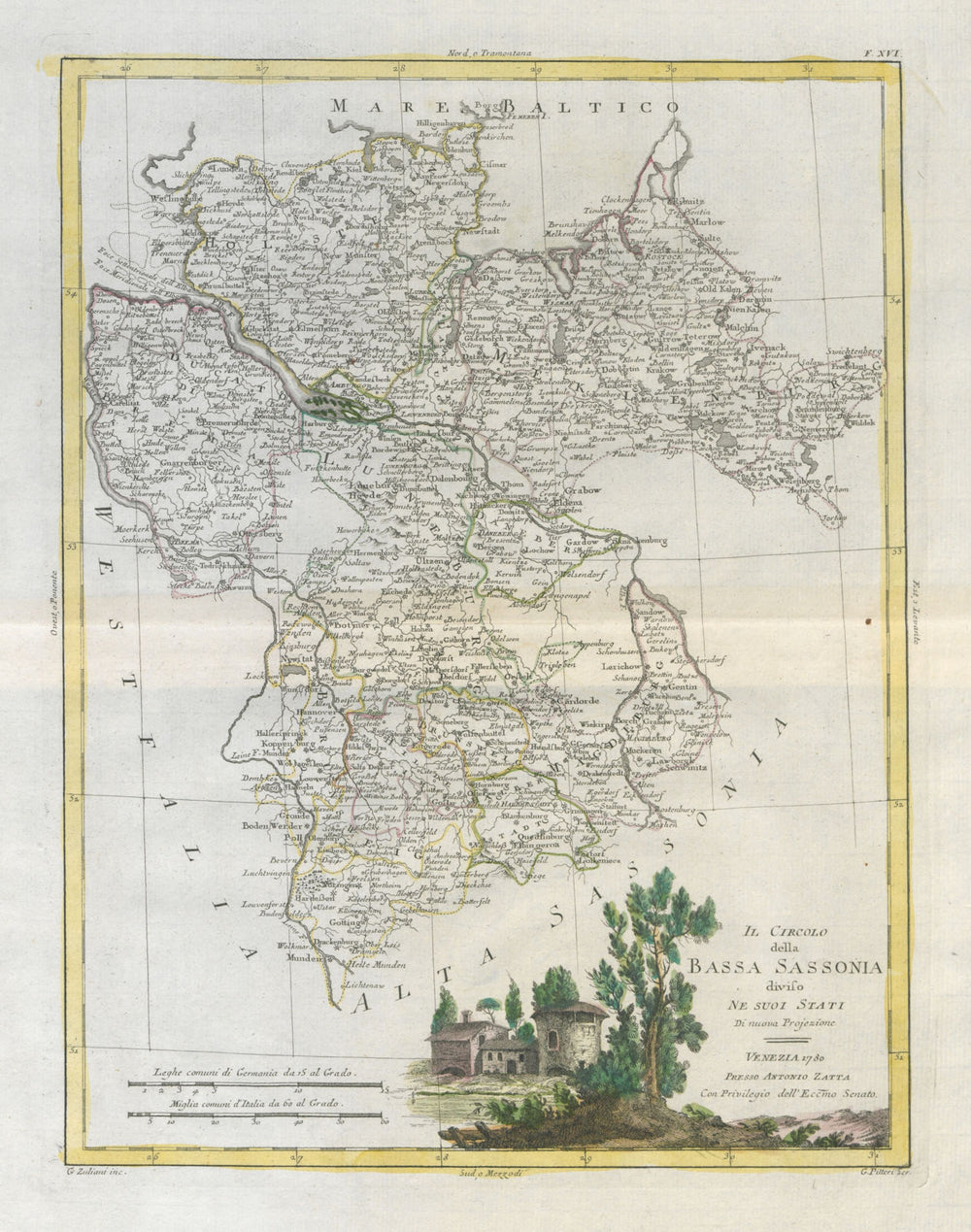 "Il Circolo della Bassa Sassonia…". NW Germany. Niedersachsen. ZATTA 1783 map