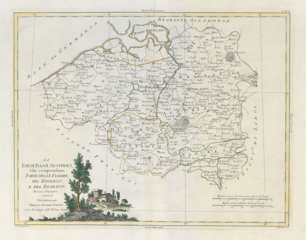 "Li paesi bassi Austriaci…". Austrian Netherlands. Belgium. ZATTA 1783 old map