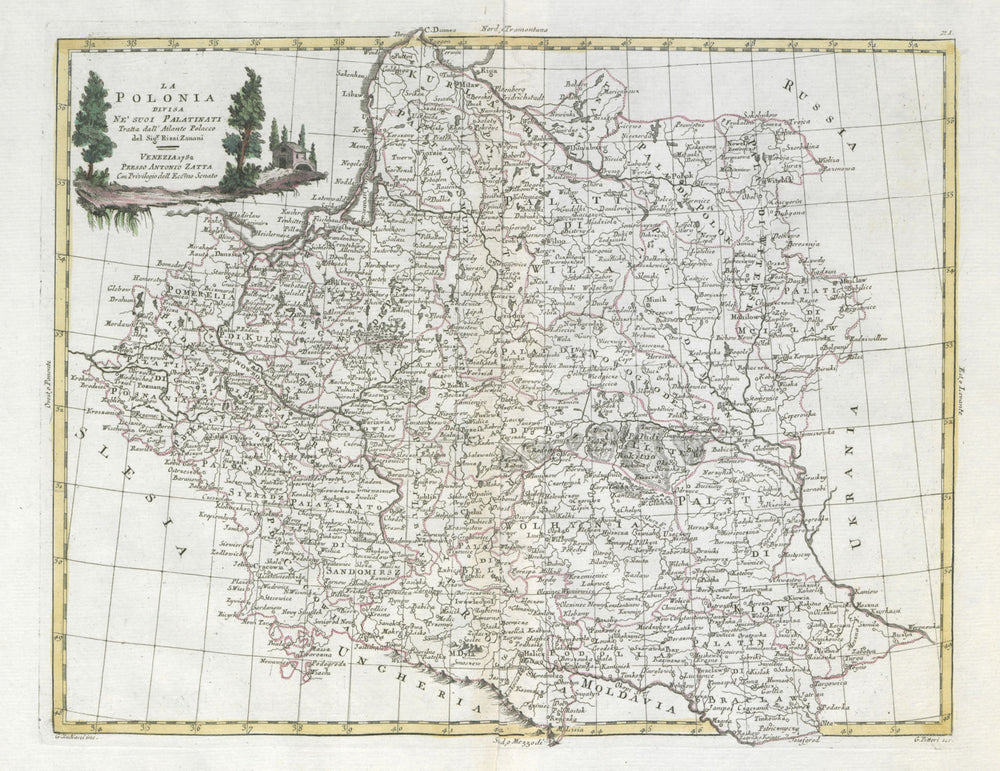"La Polonia divisa ne' suoi Palatinati…". Poland Lithuania &c. ZATTA 1783 map