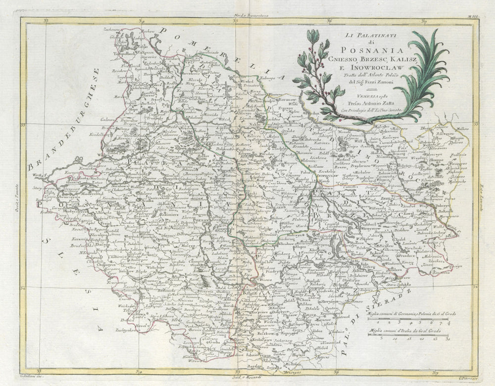 "Li Palatinati di Posnania, Gniesno, Brzesc…". Greater Poland. ZATTA 1783 map