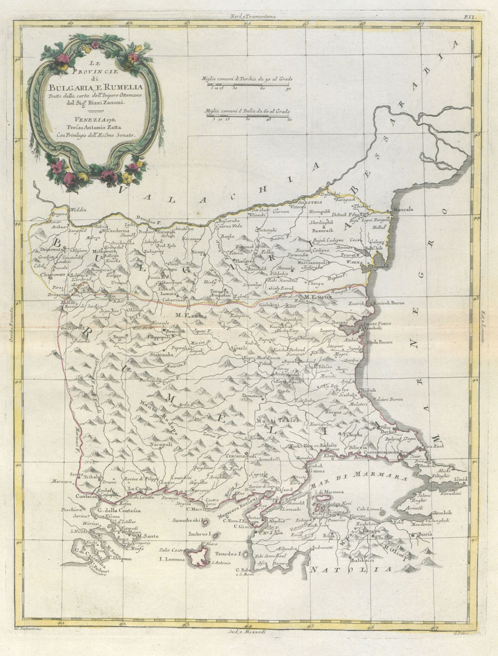 "Le Provincie di Bulgaria, e Rumelia…". European Turkey & Thrace. ZATTA 1783 map