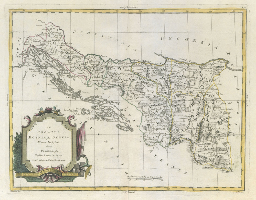 "La Croazia, Bosnia, e Servia". Croatia, Bosnia & Serbia. ZATTA 1783 old map
