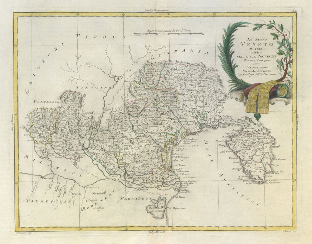 "Lo Stato Veneto da Terra…". Venice Friuli-Venezia-Giulia Istria. ZATTA 1784 map