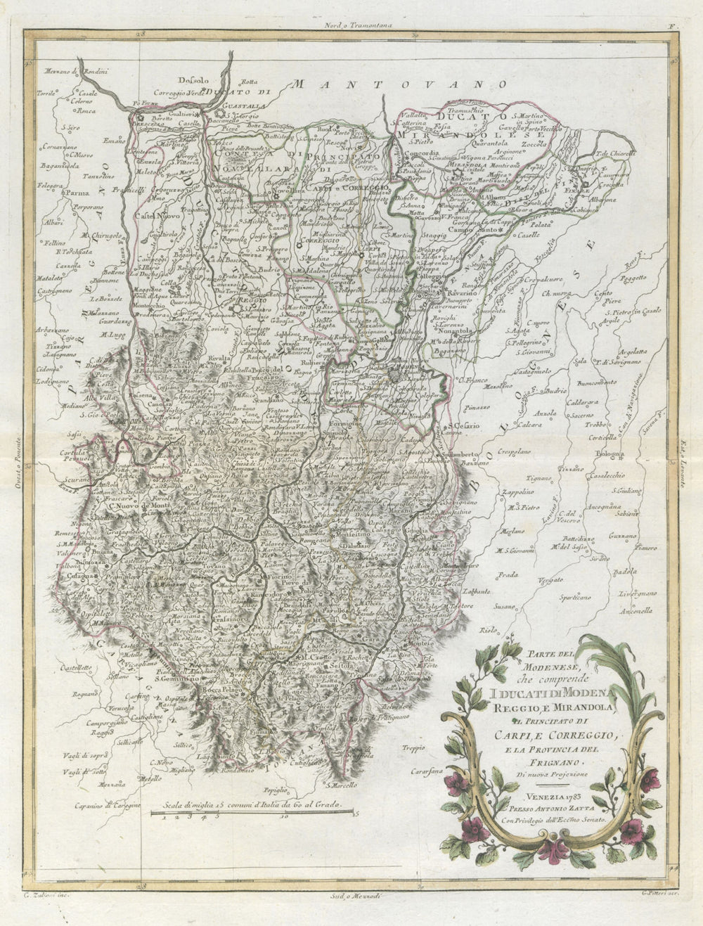 "Parte del Modenese che comprende I Ducati di Modena, Reggio…". ZATTA 1784 map