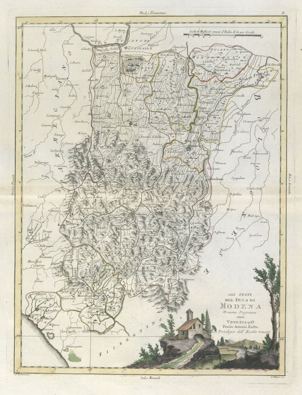 "Gli Stati del Duca di Modena" Reggio-Emilia Massa Carrara Lucca. ZATTA 1784 map