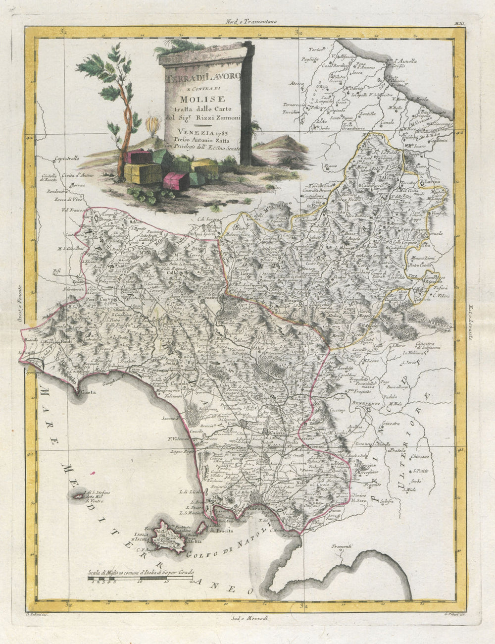 "Terra di Lavoro e Contea di Molise…". Lazio south / N Campania. ZATTA 1784 map