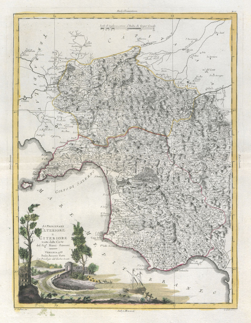 "Li Principati Ulteriore e Citeriore…" Southern Campagna. Amalfi. ZATTA 1784 map
