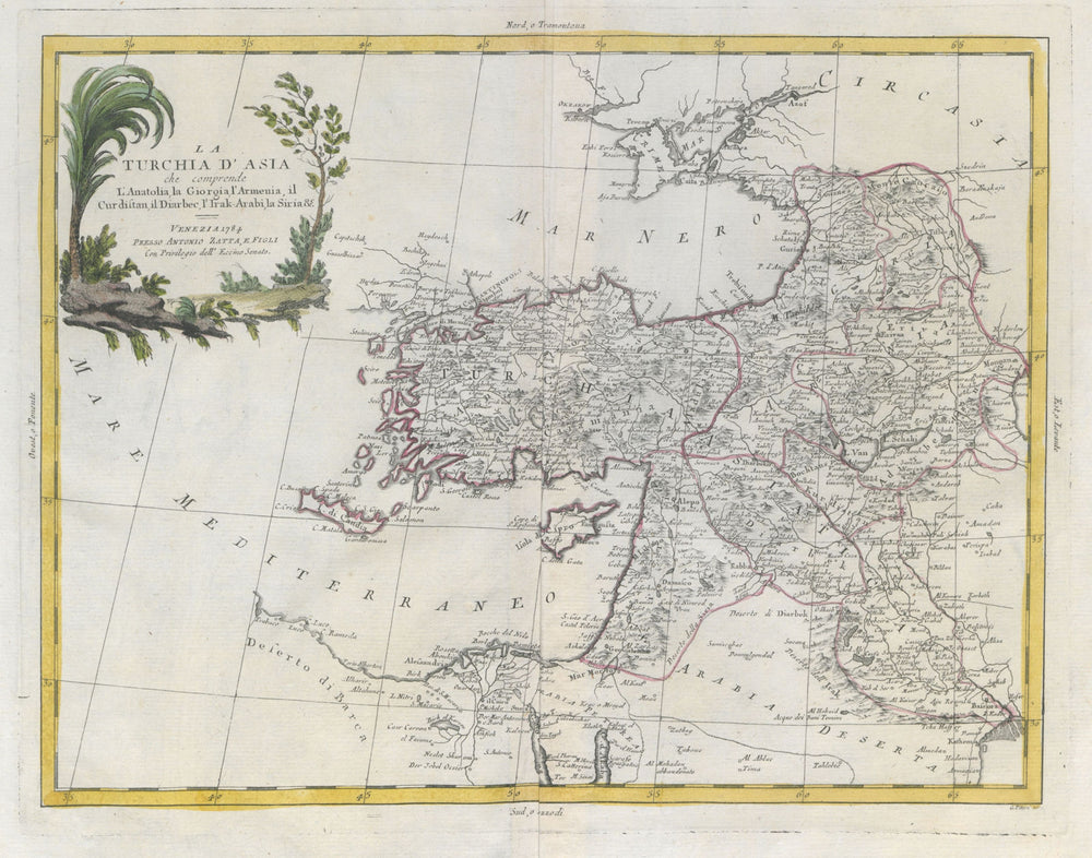 "La Turchia d'Asia che comprende l'Anatolia…" Turkey & Levant. ZATTA 1785 map