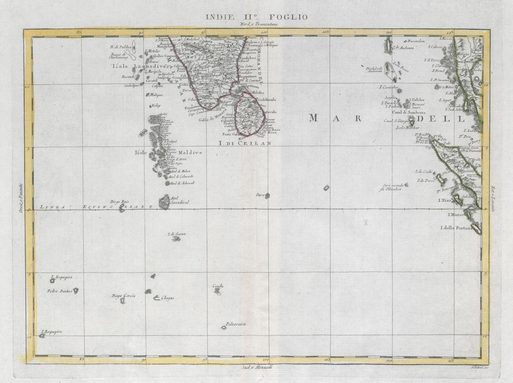 "Indie Foglio II". Eastern Indian Ocean. Maldives Sumatra Mergui. ZATTA 1785 map