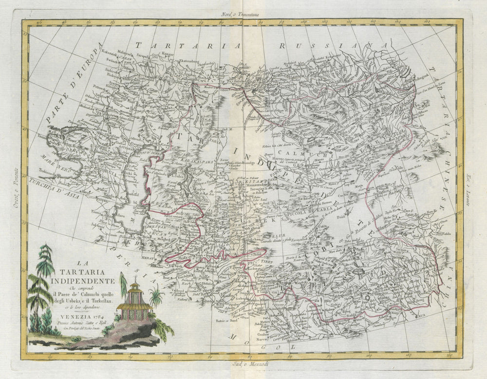 "La Tartaria Indipendente…" Central Asia, Caspian Sea & Caucasus. ZATTA 1785 map