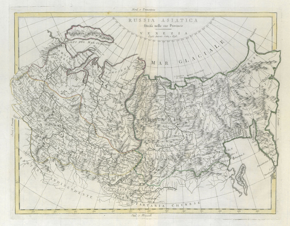"Russia Asiatica divisa…". Asiatic Russia. Siberia. ZATTA 1785 old antique map