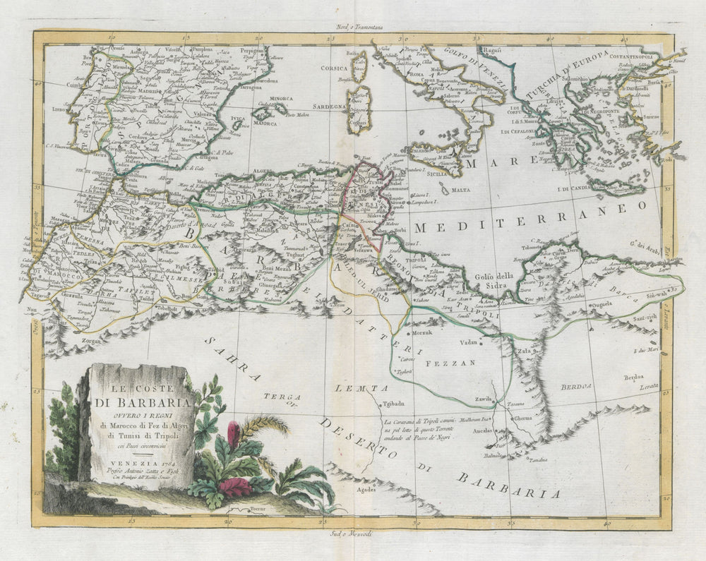 "Le Coste di Barbaria…". North Africa, Mediterranean & S. Europe. ZATTA 1785 map