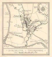 Town plan of DORCHESTER, Oxfordshire. Thames Valley 1929 old vintage map chart