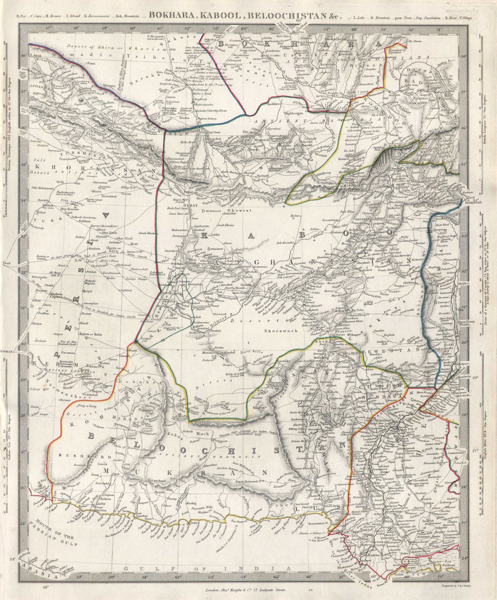 BOKHARA KABUL & BALUCHISTAN. Afghanistan Khorassan Pakistan Sinde. SDUK 1846 map