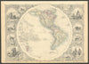 WESTERN HEMISPHERE. Shows Russian America, Gran Colombia. RAPKIN/TALLIS 1851 map