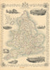 ENGLAND & WALES. London Newcastle Doncaster races views. RAPKIN/TALLIS 1851 map