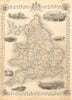 ENGLAND & WALES. London Newcastle Doncaster races views. RAPKIN/TALLIS 1851 map
