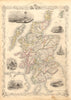 SCOTLAND. Edinburgh Shinty & Holyrood views. Counties. TALLIS & RAPKIN 1851 map
