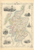 SCOTLAND. Edinburgh Shinty & Holyrood views. Counties. TALLIS & RAPKIN 1851 map