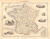 FRANCE. Provinces. Without Comté de Nice & Savoy/Savoie. RAPKIN/TALLIS 1851 map