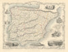 SPAIN & PORTUGAL. Madrid Lisbon Gibraltar views. Iberia TALLIS & RAPKIN 1851 map