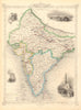 BRITISH INDIA. shows 'Proposed Railways'. Military bases. RAPKIN/TALLIS 1851 map