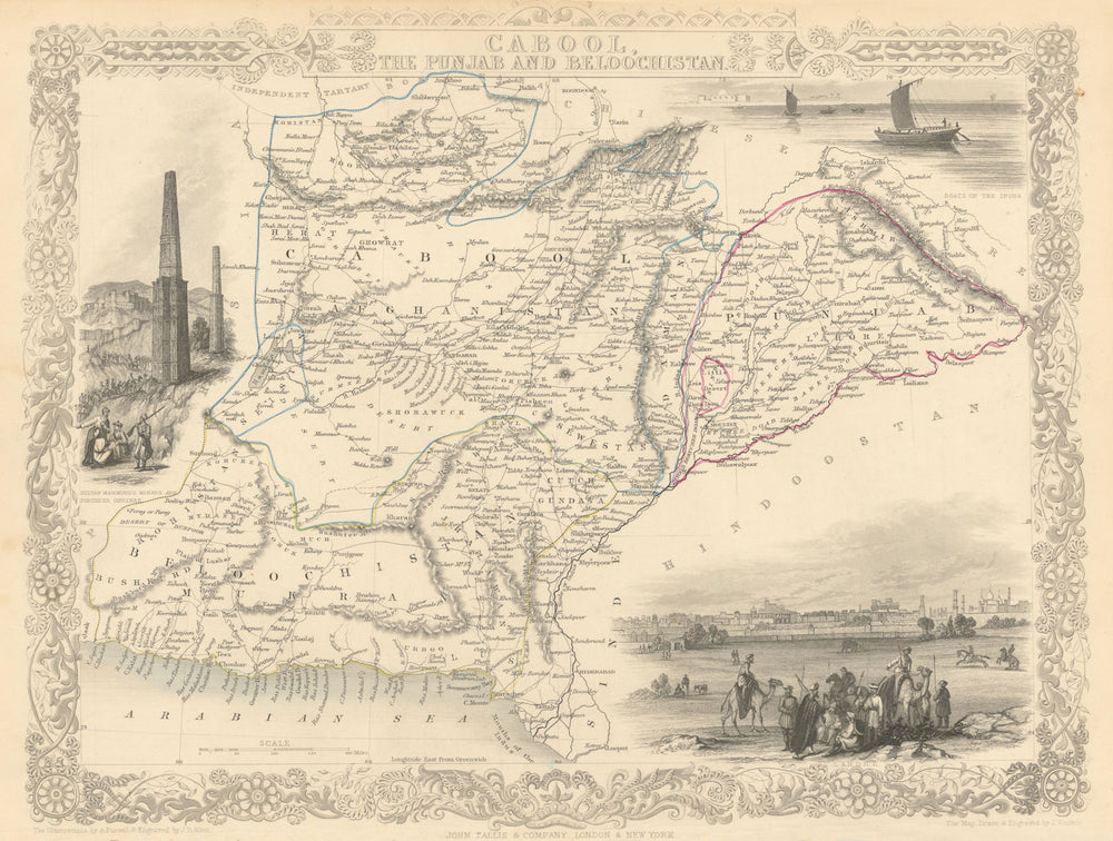 CABOOL PUNJAB & BELOOCHISTAN. Pakistan Afghanistan Kabul. RAPKIN/TALLIS 1851 map