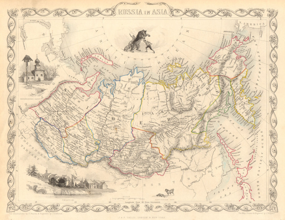 RUSSIA IN ASIA. Oblasts Districts.Siberia Urals Far East. RAPKIN/TALLIS 1851 map